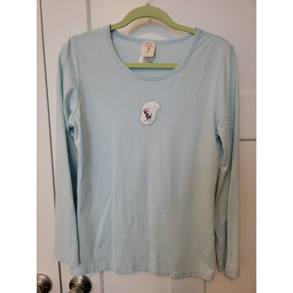 Munki Munki Women's Pajama Top L Light Blue, Skier